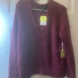 Fuzzy V-neck sweater